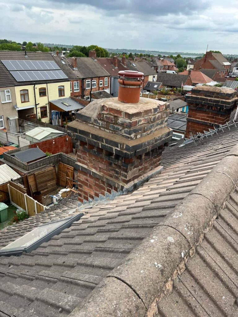 This is a photo taken from a roof which is being repaired by Fareham Roofing Repairs, it shows a street of houses, and their roofs